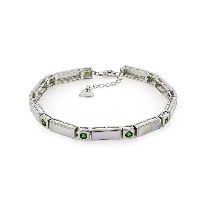 Natural Mother Of Pearl & Chrome Diopside Bracelet by Fine Color Jewels