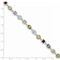 Natural Multi Stone Sterling Silver Birthstone Bracelet by Fine Color Jewels