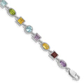 Natural Multi Stone Sterling Silver Birthstone Bracelet by Fine Color Jewels