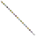 Natural Multi Stone Sterling Silver Birthstone Bracelet by Fine Color Jewels