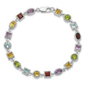 Natural Multi Stone Sterling Silver Birthstone Bracelet by Fine Color Jewels