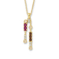 Natural Multistone Bar Drop Necklace Silver by Fine Color Jewels
