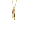 Natural Multistone Bar Drop Necklace Silver by Fine Color Jewels