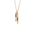 Natural Multistone Bar Drop Necklace Silver by Fine Color Jewels