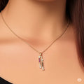 Natural Multistone Bar Drop Necklace Silver by Fine Color Jewels