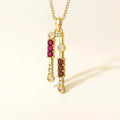 Natural Multistone Bar Drop Necklace Silver by Fine Color Jewels