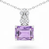 Natural Octagon Amethyst Silver Pendant Necklace