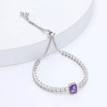 Natural Octagon Dark Amethyst Bracelet by Fine Color Jewels