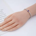 Natural Octagon Dark Amethyst Bracelet by Fine Color Jewels