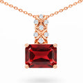 Natural Octagon Garnet Sterling Silver Pendant Necklace by Fine Color Jewels