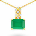 Natural Octagon Green Agate Sterling Silver Pendant Necklace by Fine Color Jewels