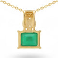 Natural Octagon Green Agate Sterling Silver Pendant Necklace by Fine Color Jewels
