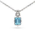 Natural Octagon Sky Blue Topaz Silver Necklace by Fine Color Jewels