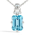 Natural Octagon Sky Blue Topaz Silver Necklace by Fine Color Jewels