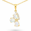 Natural Pear Rainbow Moonstone Silver Pendant Necklace by Fine Color Jewels