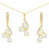 Natural Pear Rainbow Moonstone Sterling Silver Jewelry Set