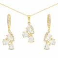 Natural Pear Rainbow Moonstone Sterling Silver Jewelry Set by Fine Color Jewels