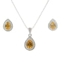 Natural Pear Shaped Citrine Necklace and Earrings Jewelry Sets by Fine Color Jewels