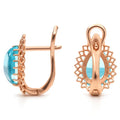 Natural Pear Shaped Sky Blue Topaz Silver Drop Earrings by Fine Color Jewels