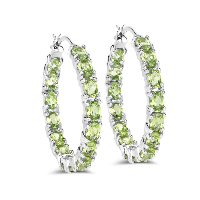 Natural Peridot Hoop Earrings by Fine Color Jewels