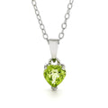 Natural Peridot Rhodium Heart Necklace by Fine Color Jewels