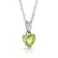 Natural Peridot Rhodium Heart Necklace by Fine Color Jewels