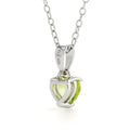 Natural Peridot Rhodium Heart Necklace by Fine Color Jewels