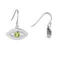 Natural Peridot Rhodium Plated Evil Eye Earrrings by Fine Color Jewels