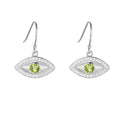 Natural Peridot Rhodium Plated Evil Eye Earrrings by Fine Color Jewels