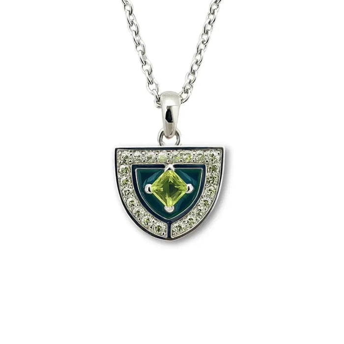 Natural Peridot Silver Amulet Necklace by Fine Color Jewels