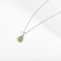 Natural Peridot Teardrop Halo Pendant Necklace by Fine Color Jewels