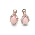 Natural Pink Opal Leverback Silver Earrings by Fine Color Jewels