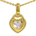 Natural Pink Rose Quartz Silver Halo Heart Necklace by Fine Color Jewels