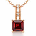 Natural Princess Garnet Sterling Silver Pendant Necklace by Fine Color Jewels