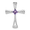 Natural Purple Amethyst and Diamond Cross Pendant Gold