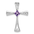 Natural Purple Amethyst and Diamond Cross Pendant Gold by Fine Color Jewels