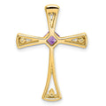 Natural Purple Amethyst and Diamond Cross Pendant Gold by Fine Color Jewels