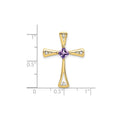 Natural Purple Amethyst and Diamond Cross Pendant Gold by Fine Color Jewels