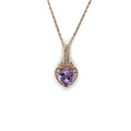 Natural Purple Amethyst Silver Heart Necklace by Fine Color Jewels