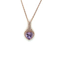 Natural Purple Amethyst Silver Heart Necklace by Fine Color Jewels