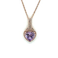 Natural Purple Amethyst Silver Heart Necklace by Fine Color Jewels