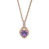 Natural Purple Amethyst Silver Heart Necklace