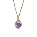 Natural Purple Amethyst Silver Heart Necklace by Fine Color Jewels