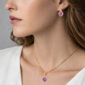 Natural Purple Amethyst Silver Heart Sterling Silver Jewelry Set by Fine Color Jewels