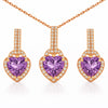 Natural Purple Amethyst Silver Heart Sterling Silver Jewelry Set