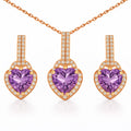 Natural Purple Amethyst Silver Heart Sterling Silver Jewelry Set by Fine Color Jewels
