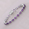 Natural Purple Amethyst Silver Tennis Bracelet Womens by Fine Color Jewels