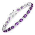 Natural Purple Amethyst Silver Tennis Bracelet Womens by Fine Color Jewels