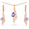 Natural Purple Amethyst Twisted Silver Jewelry Set
