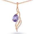 Natural Purple Amethyst Twisted Silver Pendant Necklace by Fine Color Jewels